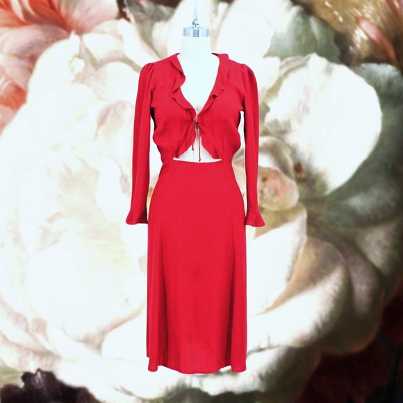 Reformation Dresses & Skirts - Reformation Heidi Dress Crimson Red Tie Front